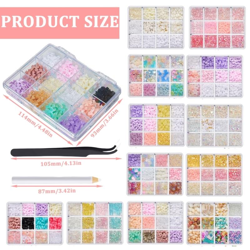 1Box 3D Butterfly Nails Charm for Women Mixed Ribbon Resin Nails Art Rhinestones Crafts Nails Supplies Embellishment