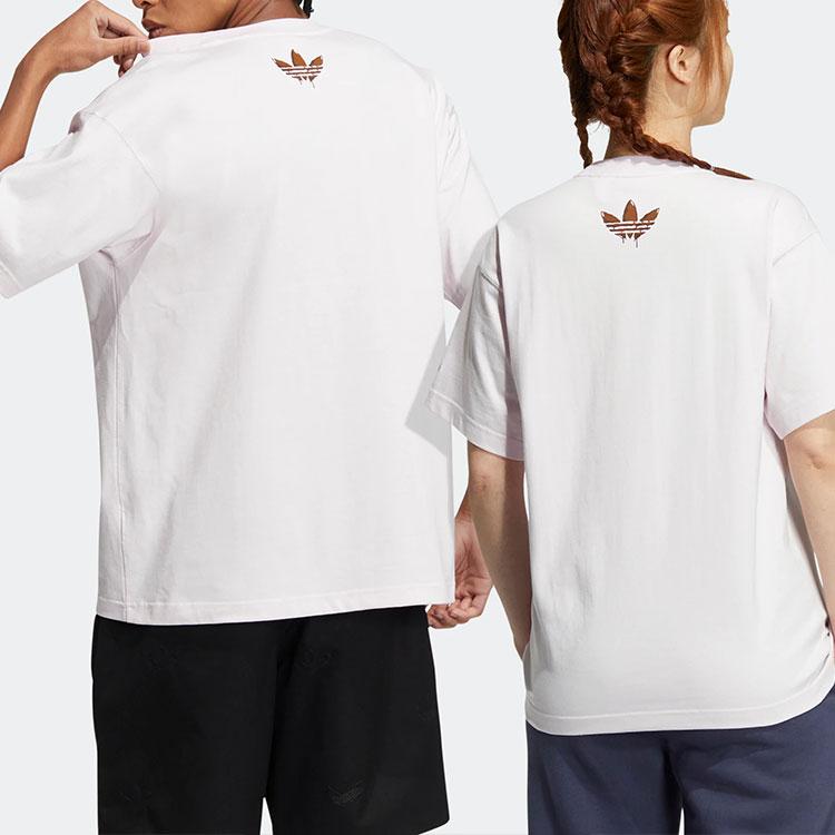 Adidas Originals Charr Morita Collection Cartoon Logo Print Sports Tee Unisex Tops Pink HZ5355