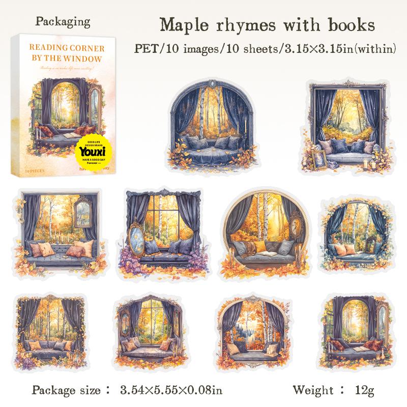 

Набор ПЭТ-наклеек Серия «Уголок для чтения у окна» Сад Кабинет Коллаж для ручного учета Сделай сам Открытка Фоторамка Декоративная наклейка