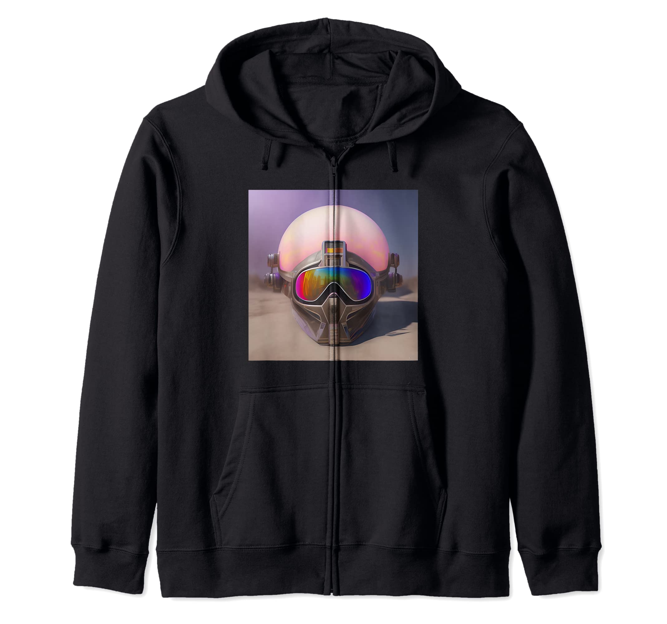 

Cyberpunk Goggle Mask Helmet Biker Pink Zip Hoodie Retro-Futuristic чёрный