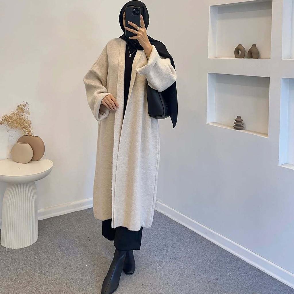 2025 Cross-border European and American Long Sweaters, Cardigans and Jackets, Lazy In Autumn and Winter, Thin and Loose Thickened Knitted Coats