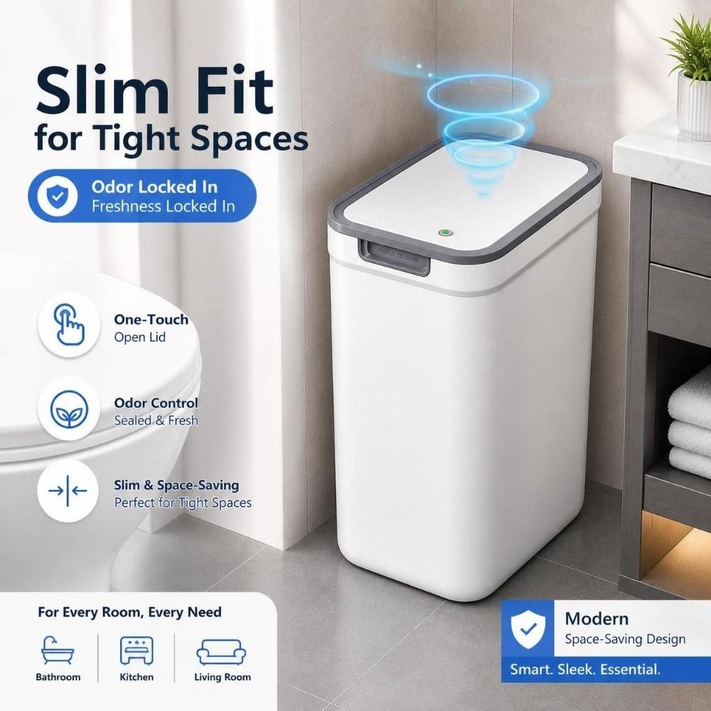 Odor-Sealing Waterproof Garbage Bin with Lid Living Room Dustbin Bathroom Trash Can  Home Use