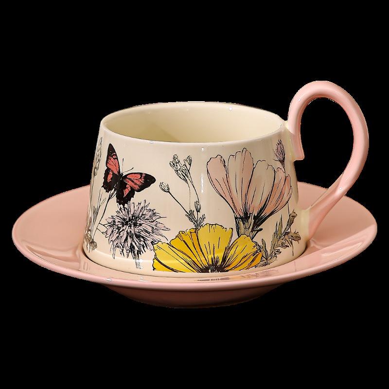 Prémiová keramická sada šálků, hrnek, šálek na kávu, suvenýr, odpolední čaj s kosatci, šálek s podšálkem pro pár, lehký luxus a vynikající