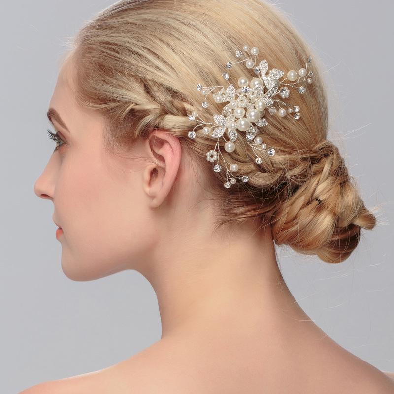 Handmade Pearl and Rhinestone Bridal Hair Comb - European & American Styles