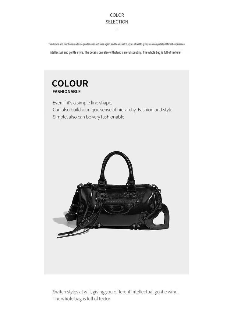 Stylish Dark Rivet Motorcycle Bag – High-End, Large-Capacity Shoulder/Crossbody Tote for Trendy Women