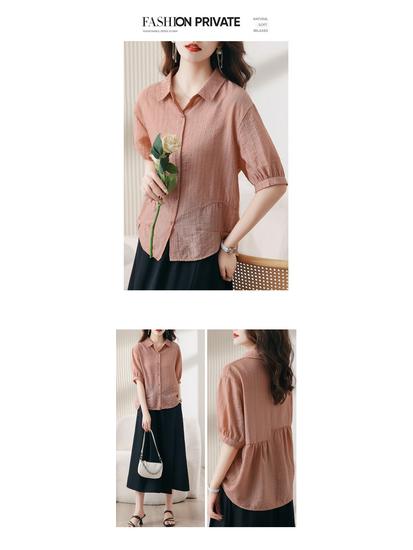 Chic Youthful Tencel Women's Summer Short Sleeve Loose Casual Top 2025 Style