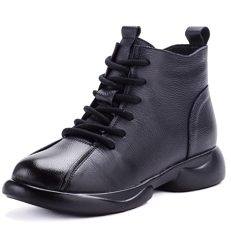 Retro Martin Women's Genuine Leather Ankle Boots - Thick Sole, Non-slip, Soft Leather for Autumn and Winter