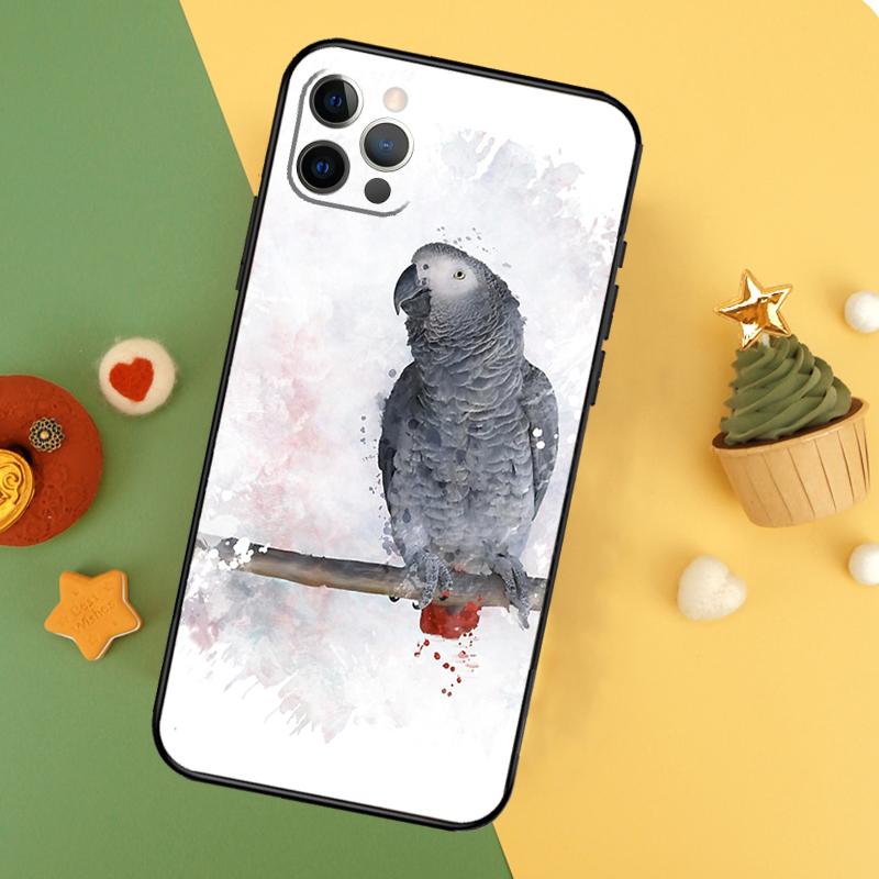 African Grey Parrot Funda For iPhone 11 12 13 14 16 15 Pro Max Mini XS Max X XR SE2 7 8 14 16 15 Plus Phone Case