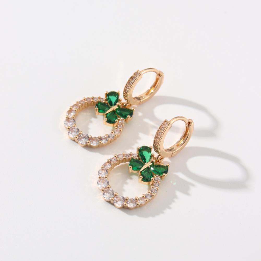 Rosa Schmetterling Zirkonia Hängeohrringe für Damen Ohrschmuck Hochzeitsparty Zubehör