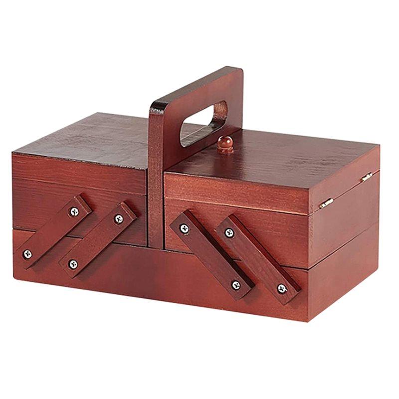 

Wooden Foldable Sewing Box Thread Scissors Sew Basket Jewelry Boxes For Storing Sewing Kits Jewelry Storage Box вина червоного кольору