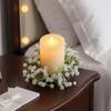 4Pcs Floral Wreath Candle Rings Wreaths, Artificial Gypsophila Flowers Candle Rings Garland for Pillar Centerpiece Party Table Decor