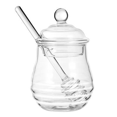 WINOMO Set de borcane de gem de sticlă, 300 ml, cu miere, cu dop și capac, pentru bucătărie acasă.