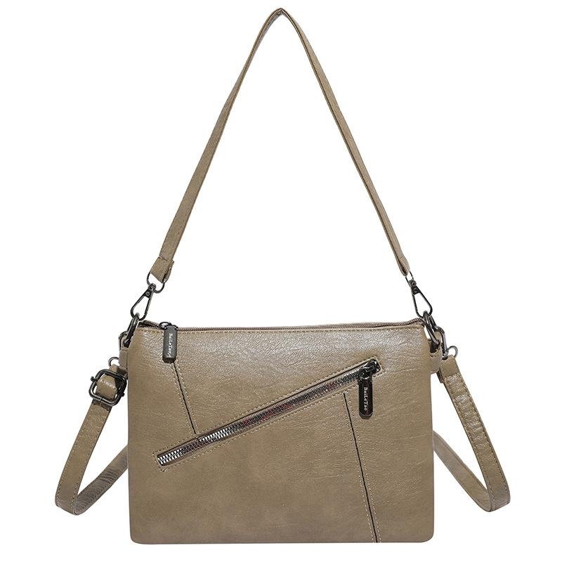 Casual Soft Leather Women's Bag Women's Single-shoulder Crossbody Bag Multi-layered Storage Small Square Commuting Bag