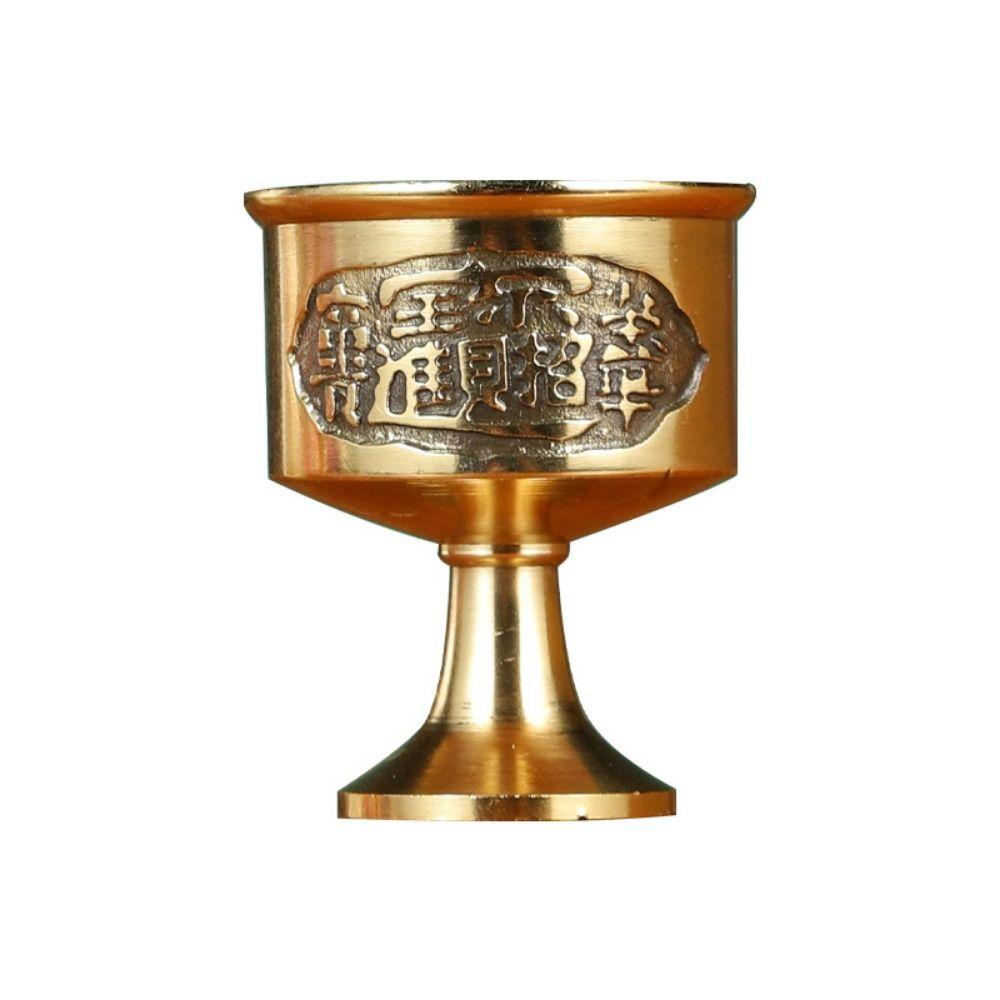 Not Fade Brass Offering Cups Pure Copper High Legs Wine Cup Copper God's Cup  Offering Supplie