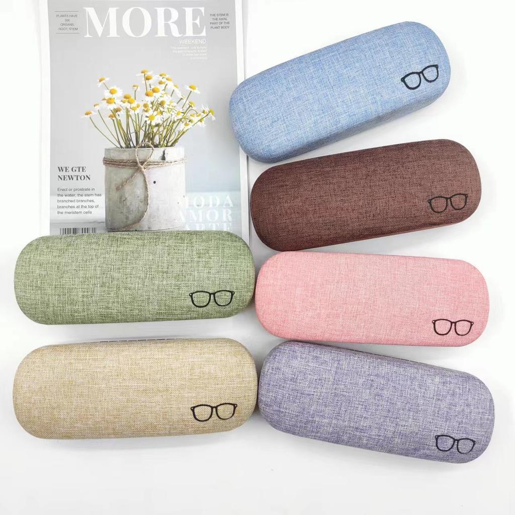 Linen Glasses Case With Metal Frame, Rectangular Glasses Storage Box