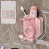 Wall Mounted Toothbrush Holder with Cup Dustproof Drain Hole Design Bathroom Storage Rack for Daily Home Use