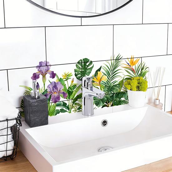 Green Potted Plants Wall Stickers Peel And Stick Floral Plants Vines Wall Art Decor for Living Room Bedroom Office