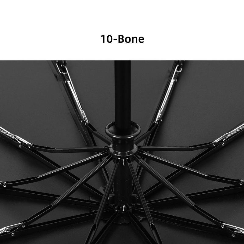 Large Size Foldable Strong Windproof Travel Umbrella, 10-Bone 3-Folding Rain Storm Umbrella for Men & Women, Ideal for Family
