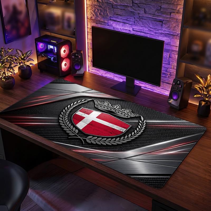 Denmark Football Crest Mouse Pad, Extended Non Slip Rubber Desk Mat for Gaming Office Laptop Fan Gift