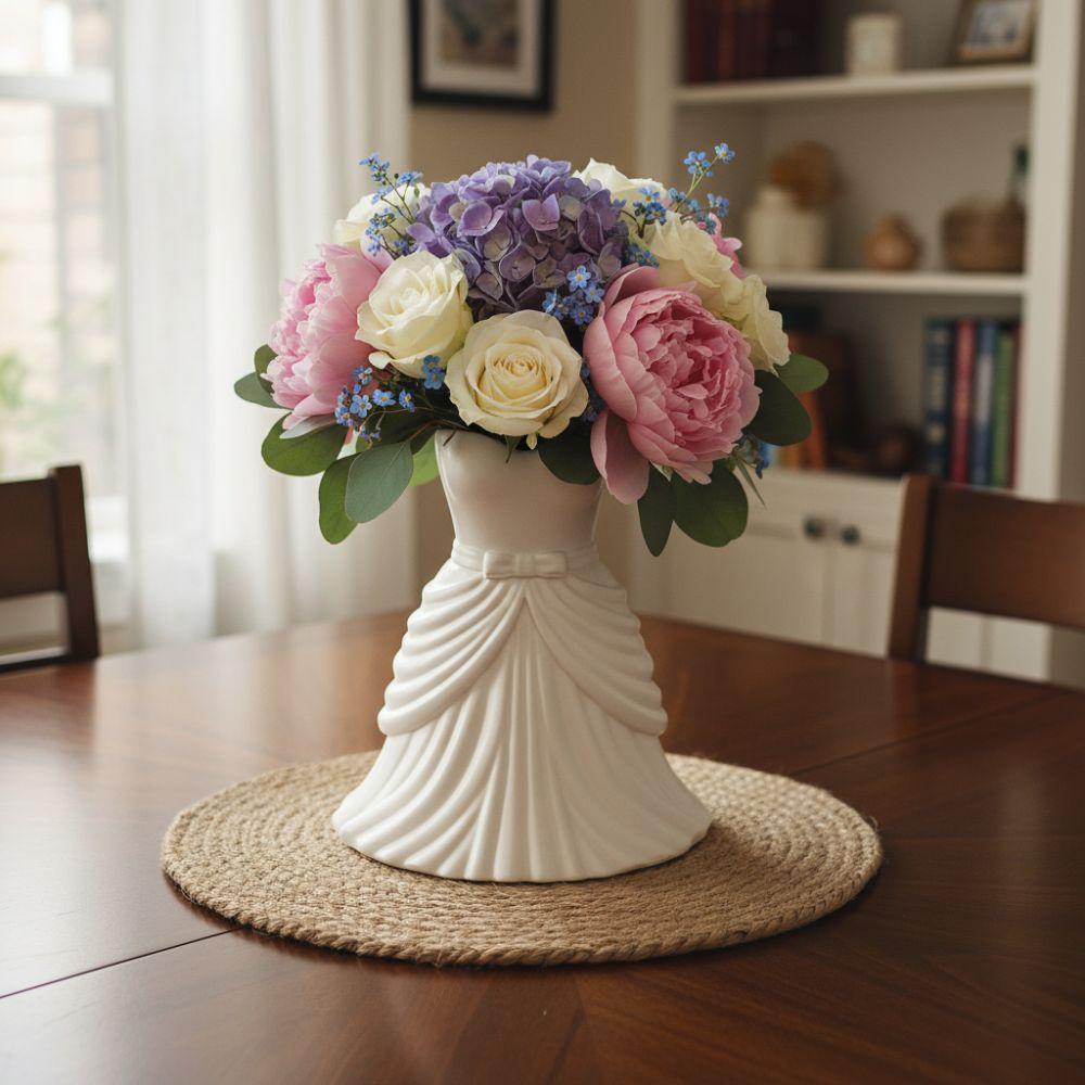 Flower Arrangement Elegant Dress Vase Twisted Design Decorative Vase Office Tabletop Ornaments