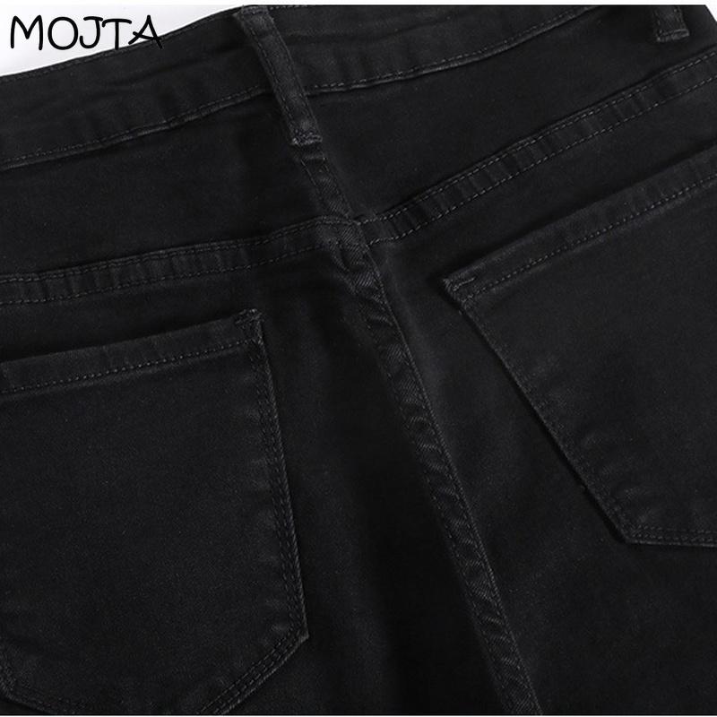 Fashion Spring Autumn All-match Blue Women Flared Jeans High Waist Denim Pants Stretch Slim Fit Trousers