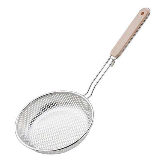

Stainless Steel Mesh Skimmer with Wooden Handle Double Layer Screen Colander for Frying Draining Blanching Heat Resistant Kitchen Strainer S 1pc