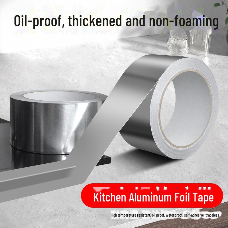 High Temp Resistant Aluminum Foil Tape: Self-Adhesive, Oil-Proof, Mold & Moisture-Resistant, Ideal for Stoves.