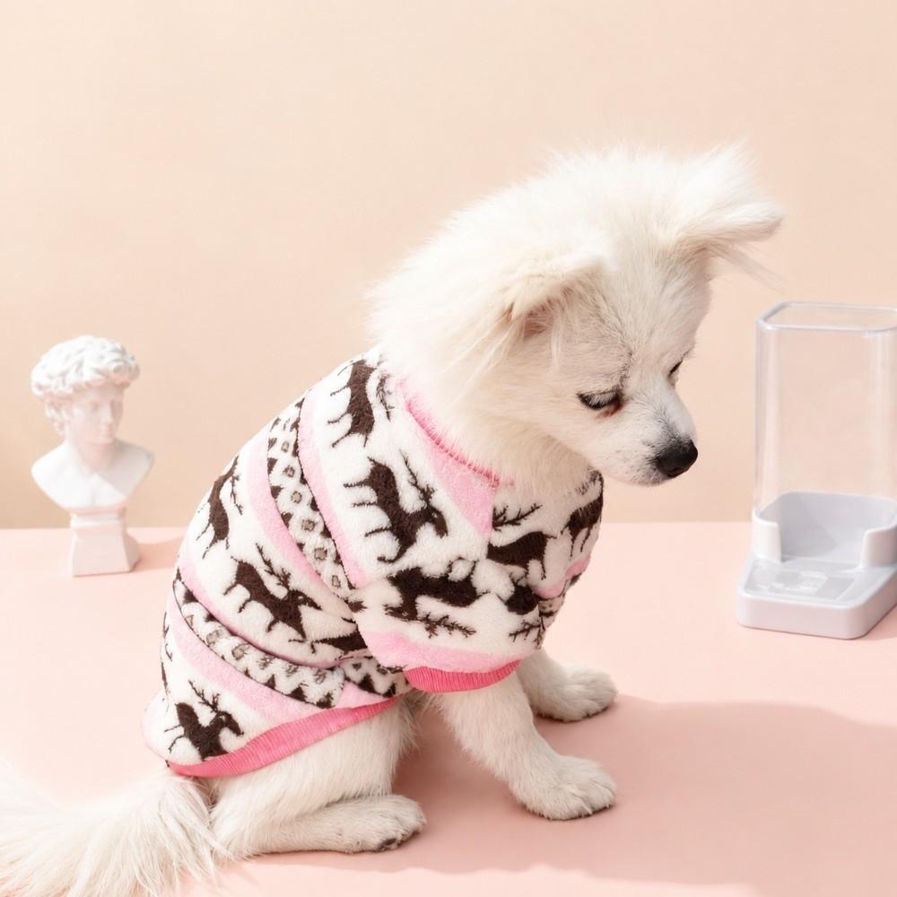 Thickened Christmas Pet Clothes Elk Pattern Dog Winter Sweater Plush Dog Vest For Small Medium Dog