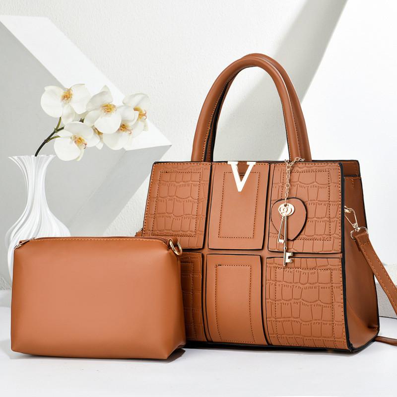 Pu Crocodile Textured Shoulder Bag With Splicing Design For Daily Use Women