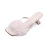 Niche High Heels Fluffy Slippers Women's Shoes Wear 2025 New Summer Fairy Style White Sandals