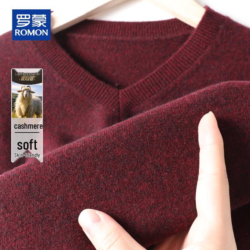 Romon Men's V-Neck Cashmere Blend Sweater