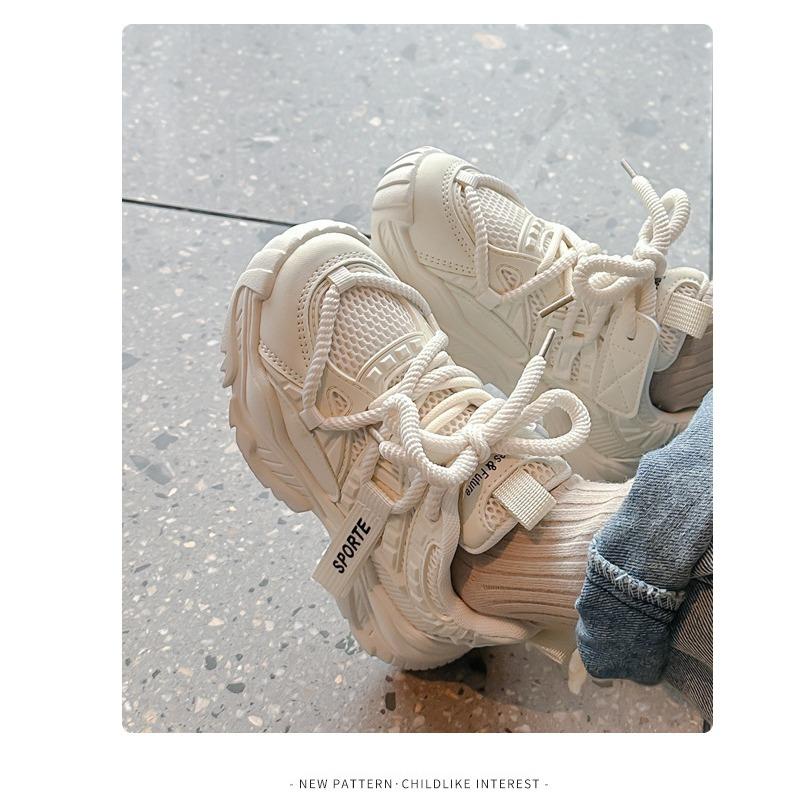 Girls' Sports Shoes Spring New Breathable Children's Daddy Shoes Soft Soles Students Running Shoes Students Small White Shoes