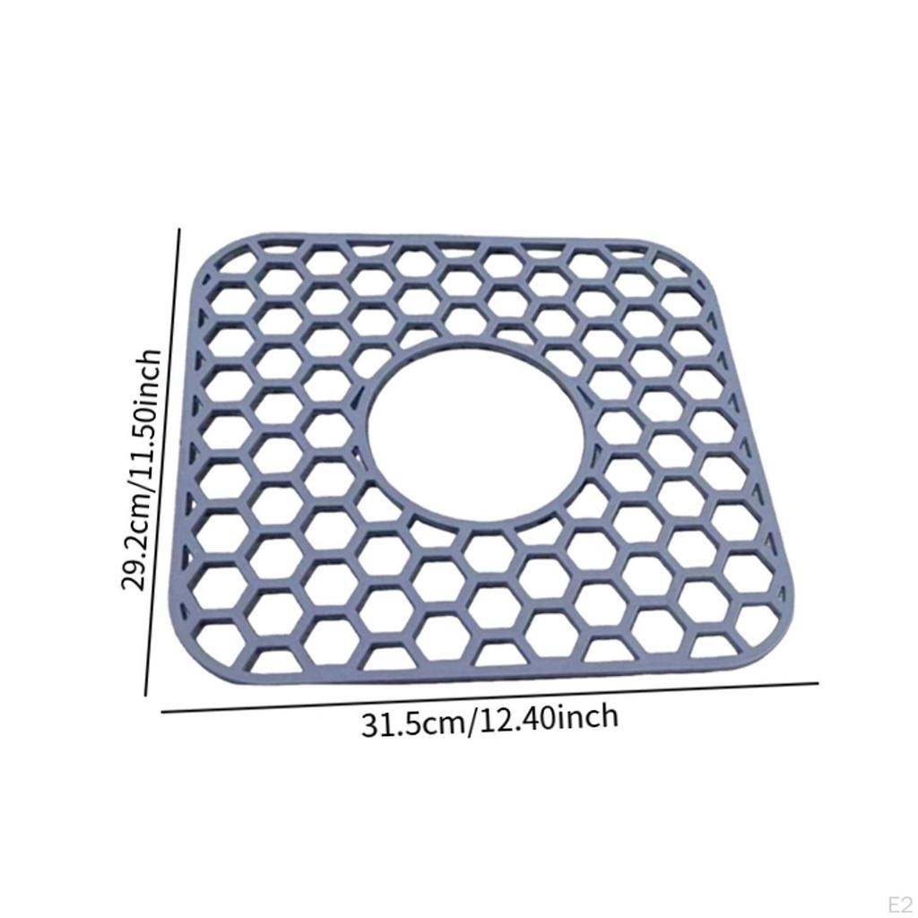 Silicone Sink Mat Non Slip Feet Cover Tableware Drainer Protector Draining Board for