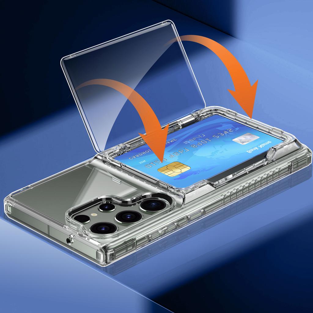 For Samsung Galaxy S23 Ultra Cell Phone Case Clear PC+TPU Flip Card Slot Cover