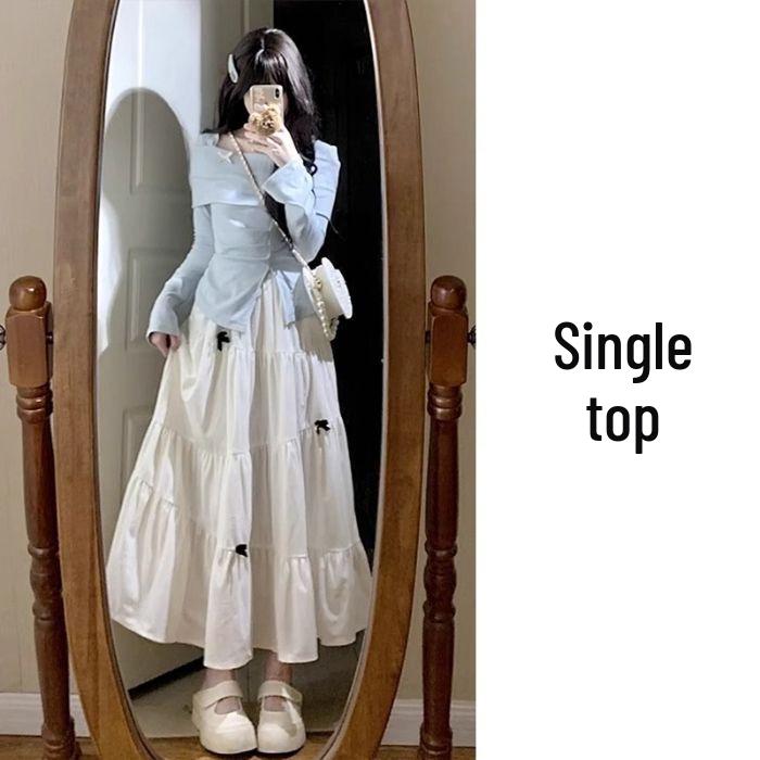 

Платье женское с длинным рукавом французского синего цвета - издание Весна 2025 для миниатюрных фигур XL