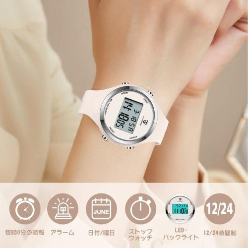 Stylish slim digital wristwatch for women, waterproof, and simple design. Multi-function watch with alarm, date, day of the week, stopwatch, and LED l