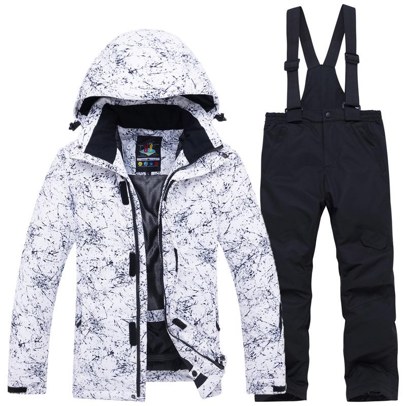 Jungen Mädchen Camouflage Ski Set Winddicht Warm Wasserdicht Outdoor Verdickt Single Board Ski Jacke Hosen