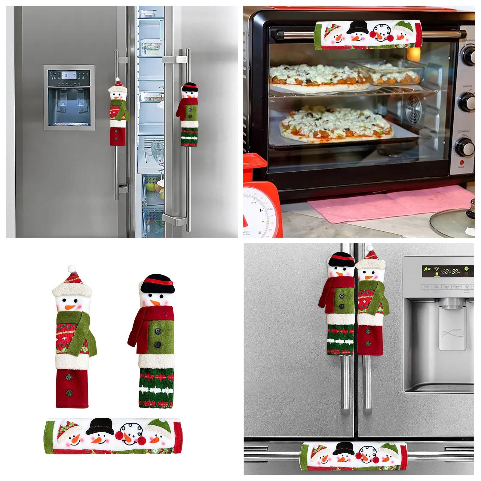 

Refrigerator Door Handle Covers Appliance Handle Covers Christmas Decorations Fits Standard Size Microwave Oven Or Dishwasher красный
