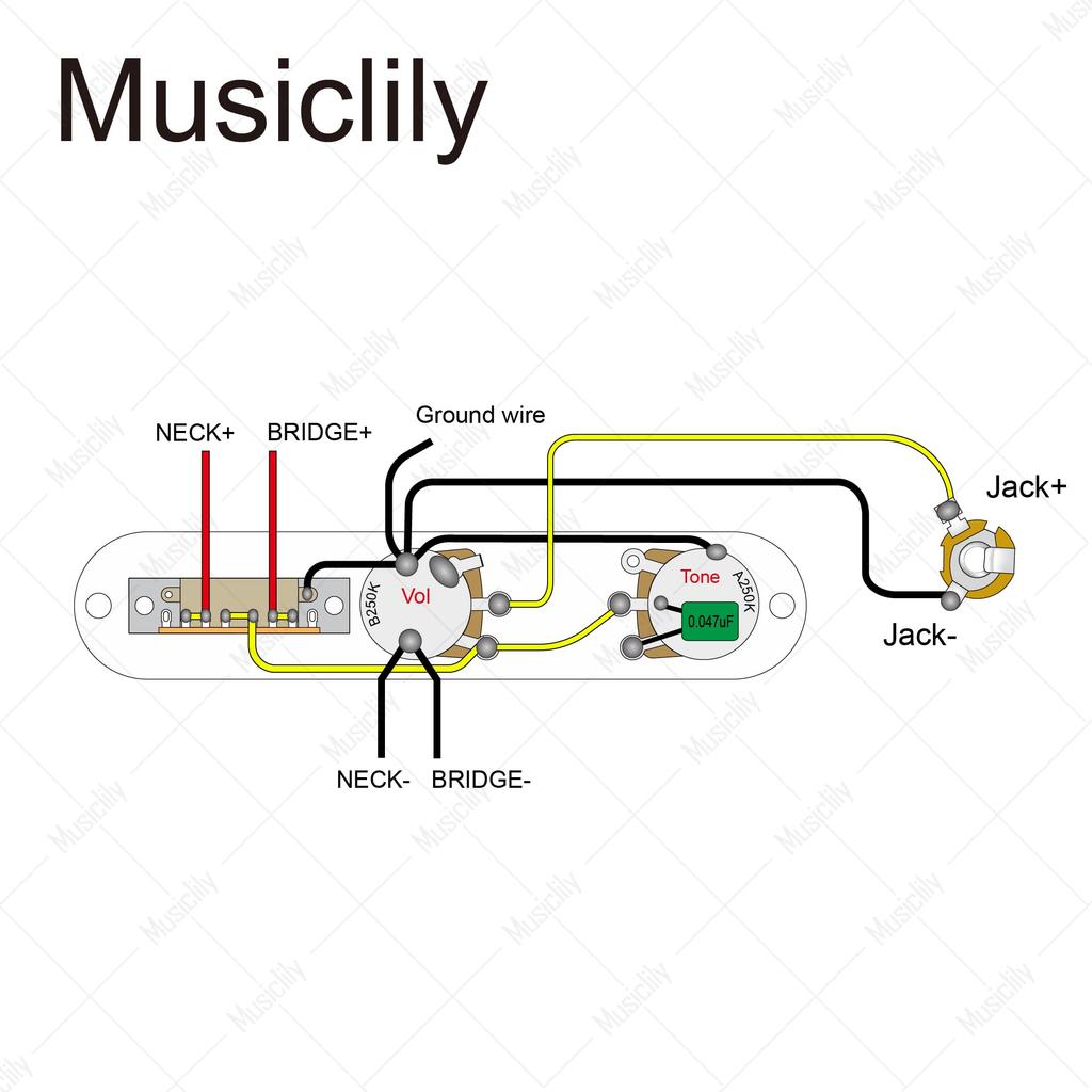 Musiclily Basic 32mm Telecaster Pre-Wired Control Plate with 3-Way Switch for Tele Electric Guitar, Chrome