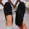 Classic Genuine Cow Suede Pumps Women Lace Up Flat Heel Boat Shoes Female Retro Comfort Daily Autumn  Walk Flats