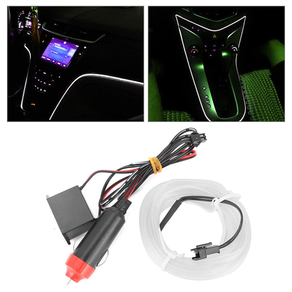 Car Decorative Light Strip Interior Lighting Auto LED EL Cold Lamp Modification PartsWhite
