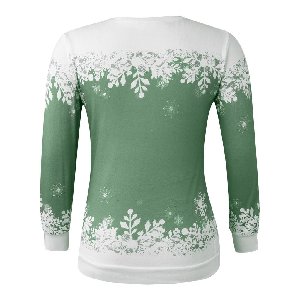 Women's Pullover Top Snowflake Snowman Print Casual Sports 3D Print Streetwear Blouse