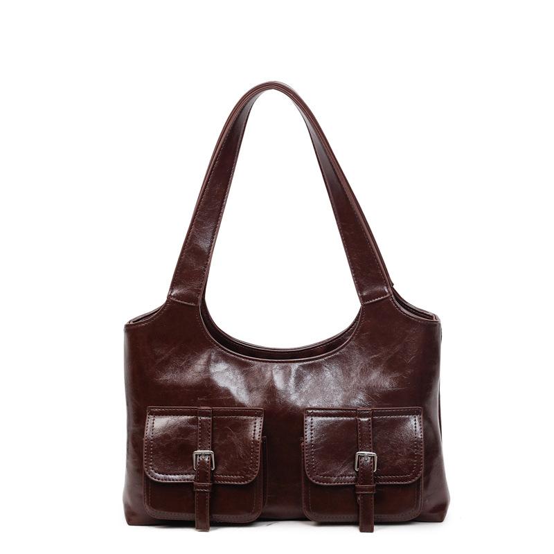

Large-capacity bag women s 2025 new high-value college student class shoulder bag women s portable commuter tote bag темно-коричневого