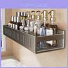 Gunmetal Wall Mount Bathroom Shelf With Antidrill Design For Shower And Toilet Storage