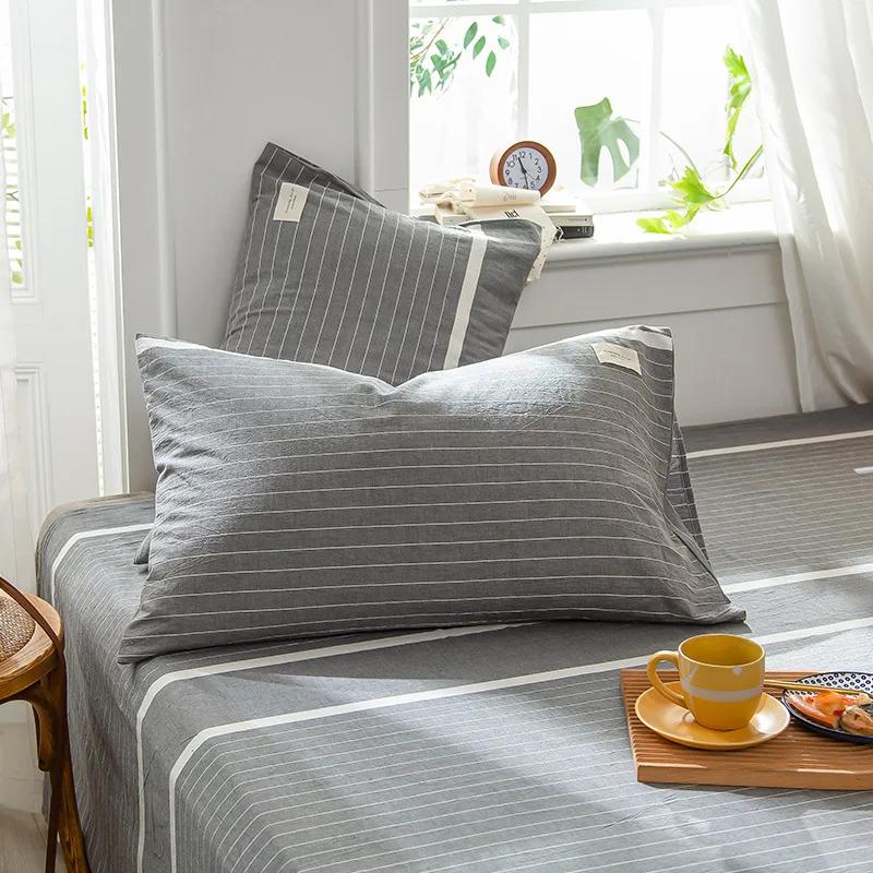 1 Pair Solid Color Plaid Printed Pillowcase Soft Cotton Throw Pillows Covers 30x50 40x60 48x74 Cushion Case for Bed Home Decor
