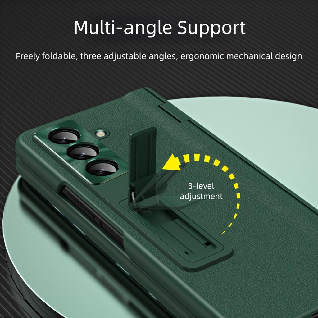 Leather Phone Case for Samsung Galaxy Z Fold 7 6 5 4 3 Fold7 Fold6 Fold5 Magnetic Hinge Stand Back Cover with Mirror Film YYC006
