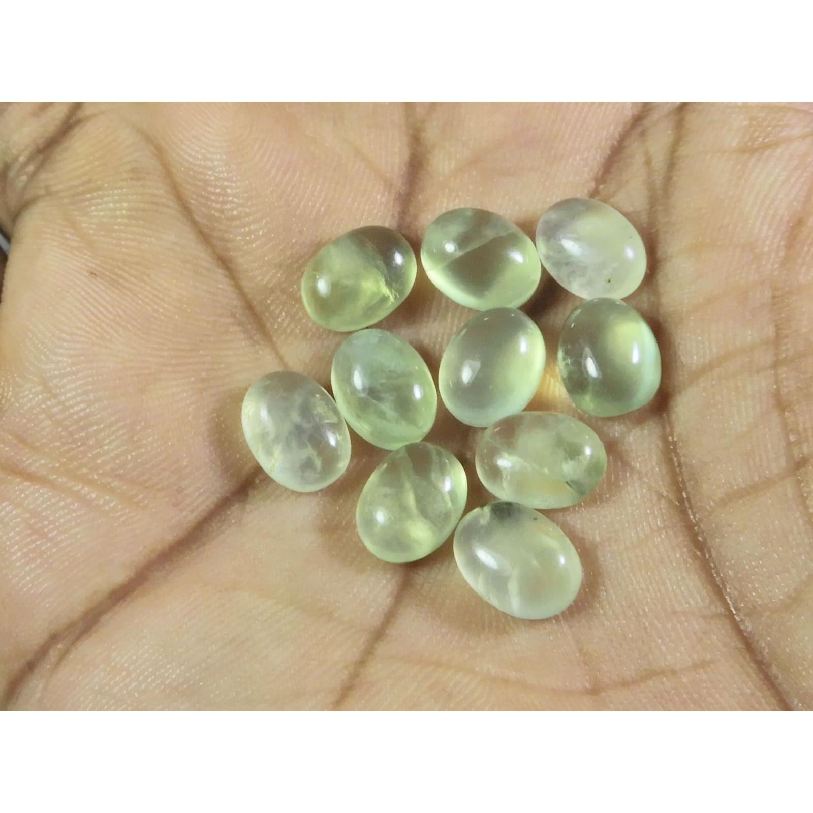 

6X8 ММ Натуральный Пренит Овальный Кабошон Свободный Драгоценный Камень 10 Шт./Лот A-274