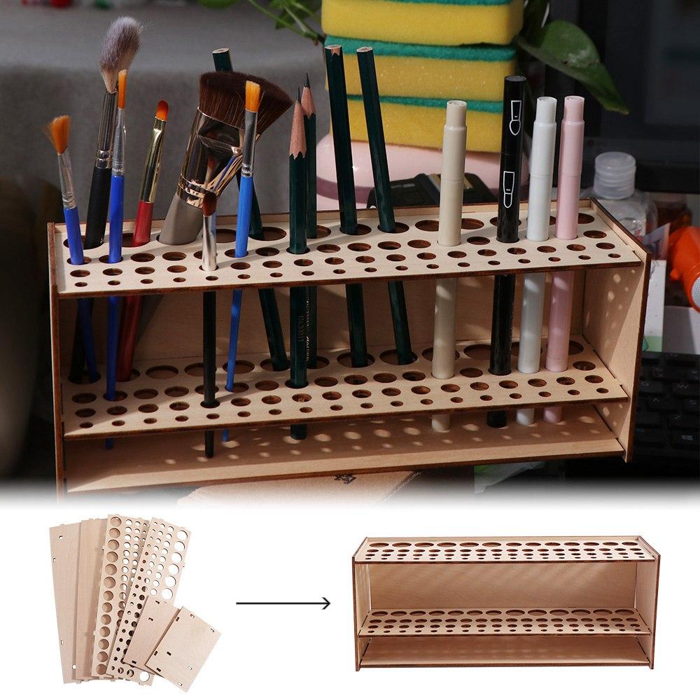 Household Paint Brush Holder 67 Holes Cosmetic Brushes Shelf Pen Drying Stand  Colored Pencils