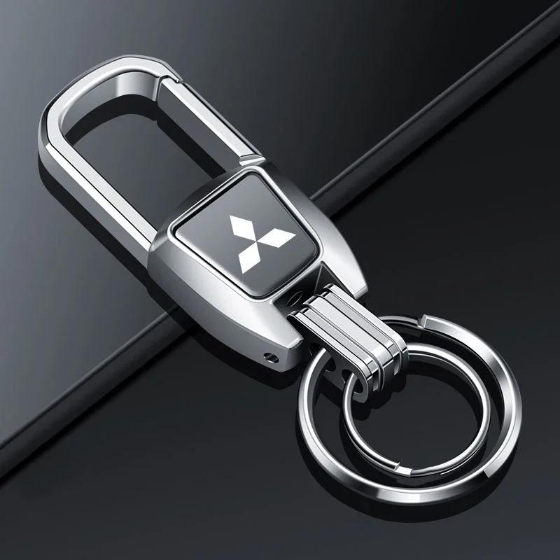 

Metal Alloy Car Logo Key Chain Holder for Mitsubishi RALLIART Colt ASX Lancer L200 Pajero Outlander Eclipse Keyring Pandant срібний