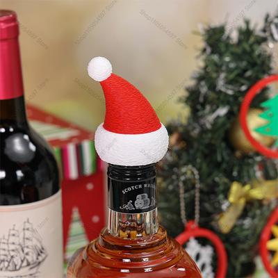 3D Printed Christmas Santa Hat For Wine Alcohol Bottles Ornament Home Xmas Decor Gift